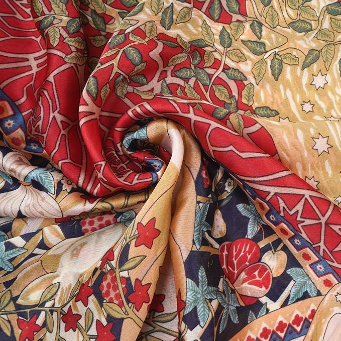 YOUR SMILE Ladies/Women's Lightweight Floral Print/Solid Color mixture Shawl Scarf For Spring Summer season