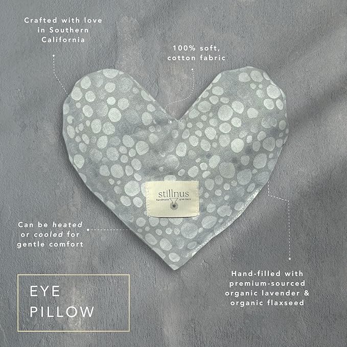 Weighted Heart Eye Pillow with Organic Lavender & Flaxseed – Relaxation Gift for Women, Meditation Tool, Mindful Rest, Cooling Eye Mask, Wellness Self-Care Kit
