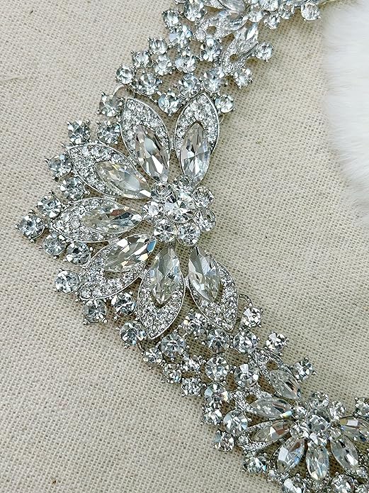 Women Jewelry Set Rhinestone Crystal Green Bride Statement Choker Necklace Teardrop Cluster Dangle Earrings Set for Wedding Party