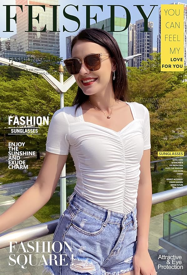 FEISEDY Oversized Polarized Sunglasses - UV400 Protection, Square Fashion Sun Glasses for Outdoor & Daily B2600