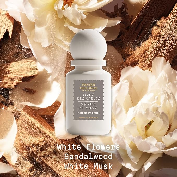 Panier des Sens - Sands of Musk Women Perfume 1.7 Floz – Floral, Musk Perfume - Daily Luxury Women's Fragrances - Eau de Parfum Crafted in Grasse, France - Gifts for Her - Elegant Packaging