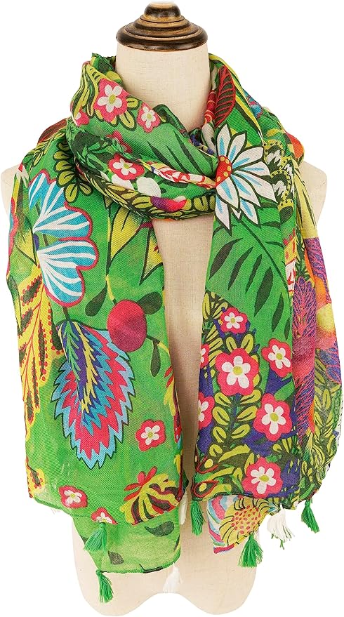 YOUR SMILE Large Boho Scarf for Women Lightweight Floral Printed Scarves Fall Winter Fashion Fringed Shawl wraps