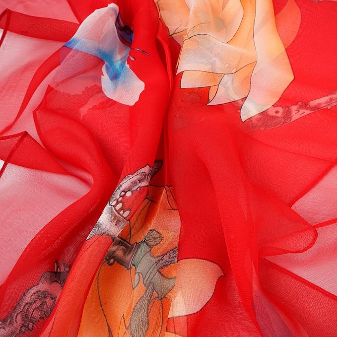 YOUR SMILE Ladies/Women's Lightweight Floral Print/Solid Color mixture Shawl Scarf For Spring Summer season
