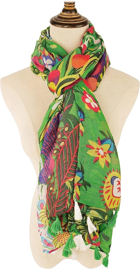 YOUR SMILE Large Boho Scarf for Women Lightweight Floral Printed Scarves Fall Winter Fashion Fringed Shawl wraps