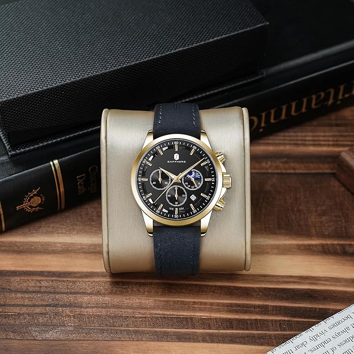 BY BENYAR Mens Watches Analog Quartz Chronograph Waterproof Wrist Watches for Men Fashion Business Work Casual Sport Designer Dress Watch with Calendar Elegant Gifts for Men