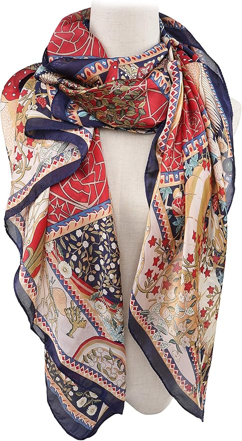 YOUR SMILE Ladies/Women's Lightweight Floral Print/Solid Color mixture Shawl Scarf For Spring Summer season