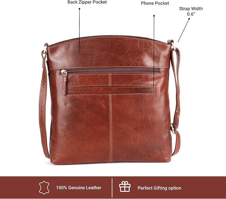 Terry Large Soft Real Leather Womens Crossbody Handbags and Purses-Triple Zip Premium Sling Crossover Shoulder Bag