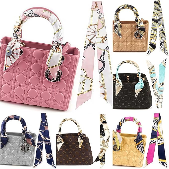 Purse Scarf for Women, Multifunctional Skinny Scarf for Bags Hair Neck Fashion Accessories