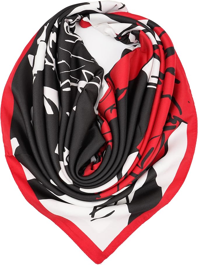 YOUR SMILE Silk Like Scarf Women's Fashion Pattern Large Square Satin Headscarf Headdress