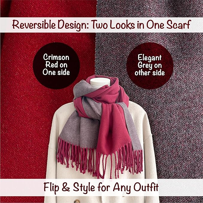 Winter Scarf for Women-Reversible Scarf with Cashmere-Like Softness 70x200cm - Warm Shawl Wrap -Pashmina Shawls Wrap