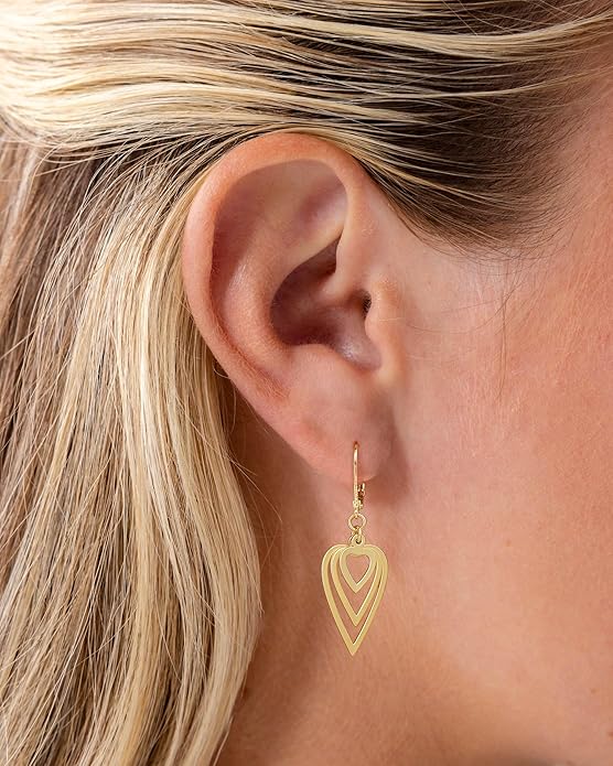 Gold Dangle Earrings for Women, 14K Gold Plated Lightweight Hypoallergenic Teardrop Drop Earrings, Trendy Leverback Minimalist Jewelry for Sensitive Ears Vacation Wear, 7-Styles