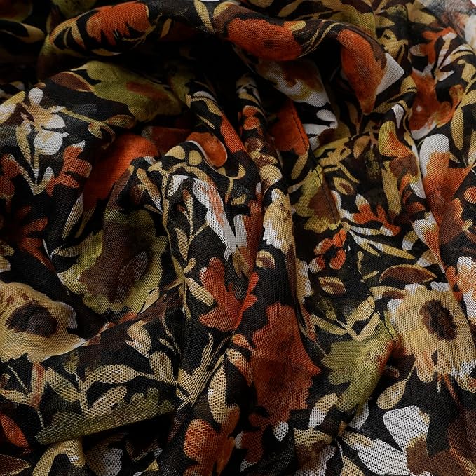 YOUR SMILE Large Boho Scarf for Women Lightweight Floral Printed Scarves Fall Winter Fashion Fringed Shawl wraps
