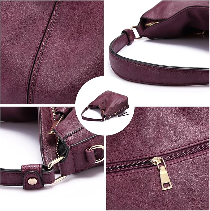 Realer Hobo Crossbody Bags for Women Designer Faux Leather Hobo Handbags Retro Large Size Shoulder Bag Bucket Purse