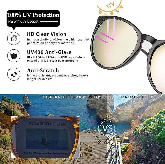 Vintage Round Polarized Sunglasses for Women Men Classic Retro Trendy Designer Style Sun Glasses UV400 Protection