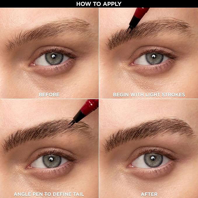 L'Oreal Paris Faux Brow, Hair-Like, Filling Eyebrow Pen with Double-Brush Tip, Fast & Precise Eyebrow Makeup, Dark Brunette, 0.04 Fl Oz
