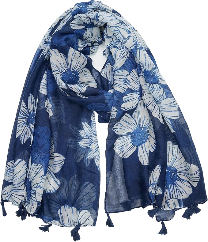 YOUR SMILE Large Boho Scarf for Women Lightweight Floral Printed Scarves Fall Winter Fashion Fringed Shawl wraps