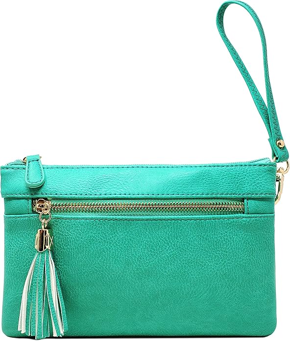 Solene Women's Lightweight Multi Compartment Wristlet Clutch Wallet Crossbody Bag