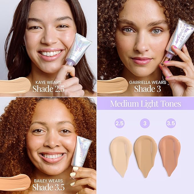 Naked Sundays BeautyScreen™ SPF 50 Peptide Foundation Tint – Tinted Sunscreen & Skincare Makeup with Zinc Oxide, Niacinamide – Lightweight Natural Coverage, 3.5 Light Medium Cool, 1.01 Oz