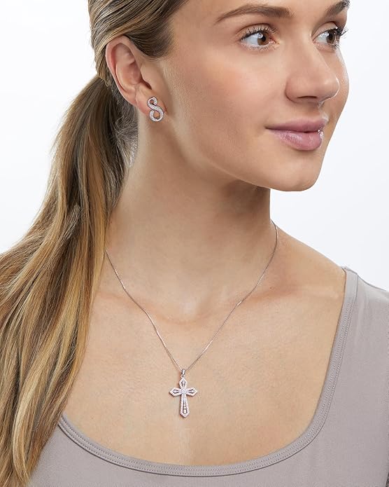 Milla 14K Gold Plated Cross Necklace for Women, Silver Cross Necklaces for Women, 18 inches Chain with Cross Pendant