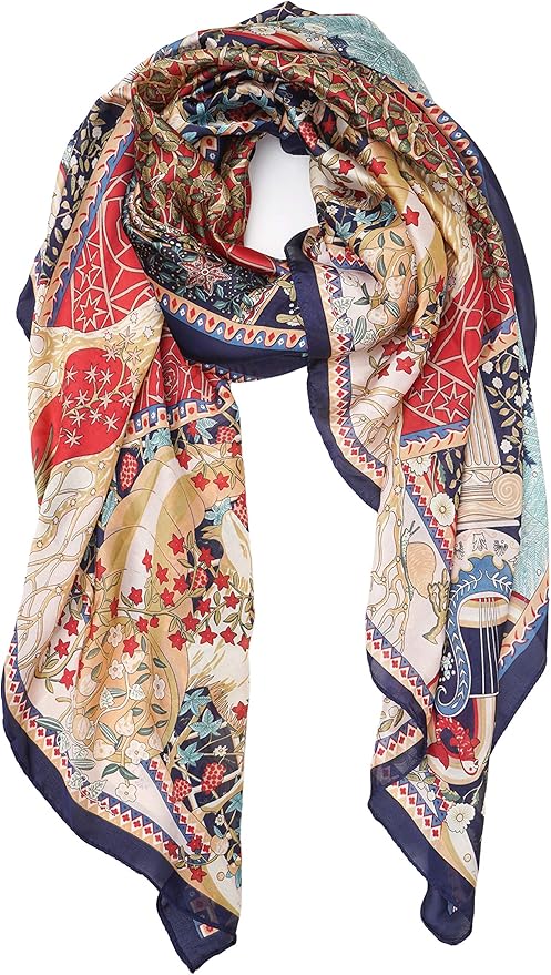 YOUR SMILE Ladies/Women's Lightweight Floral Print/Solid Color mixture Shawl Scarf For Spring Summer season