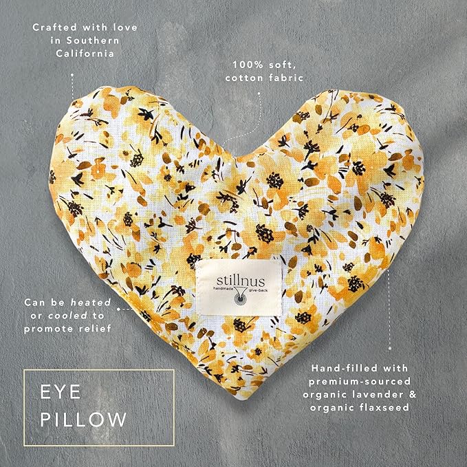 Weighted Heart Eye Pillow with Organic Lavender & Flaxseed – Relaxation Gift for Women, Meditation Tool, Mindful Rest, Cooling Eye Mask, Wellness Self-Care Kit