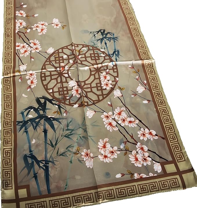 100% Mulberry Silk Scarf for Women Neck Oblong Headscarves Long Floral Print Lightweight Silk Wraps Shawls 67"*20"