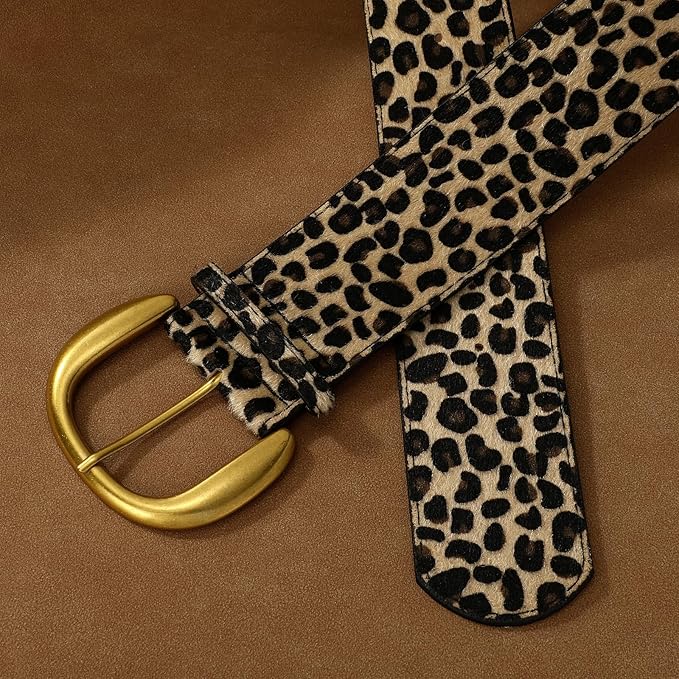 SANSTHS Women Wide Suede Belt for Dresses Jeans Fashion Thick Leather Waist Belts Ladies Chunky Belts