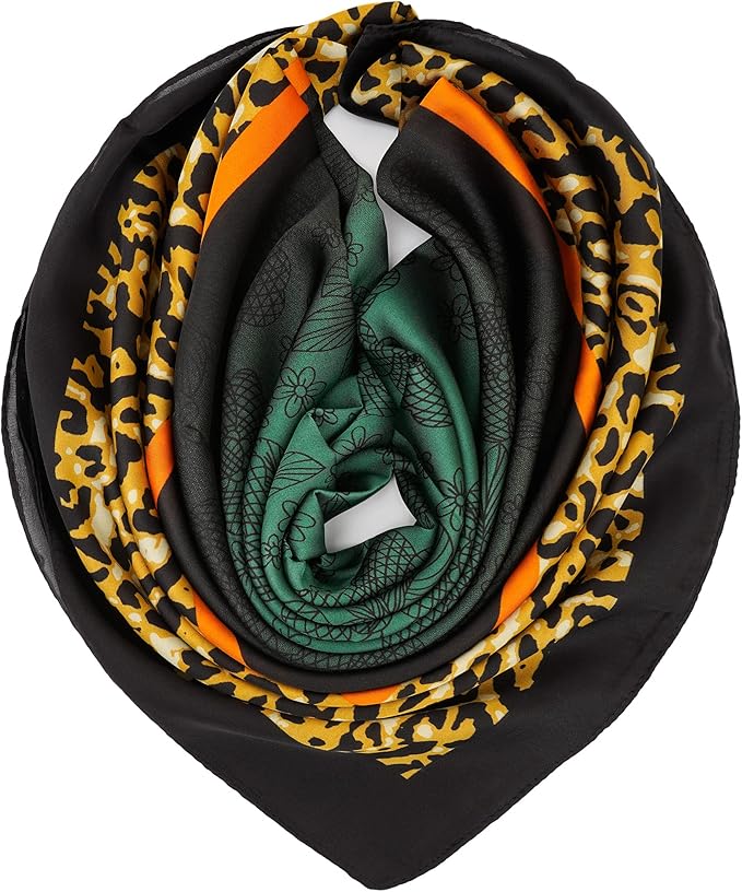 YOUR SMILE Silk Like Scarf Women's Fashion Pattern Large Square Satin Headscarf Headdress