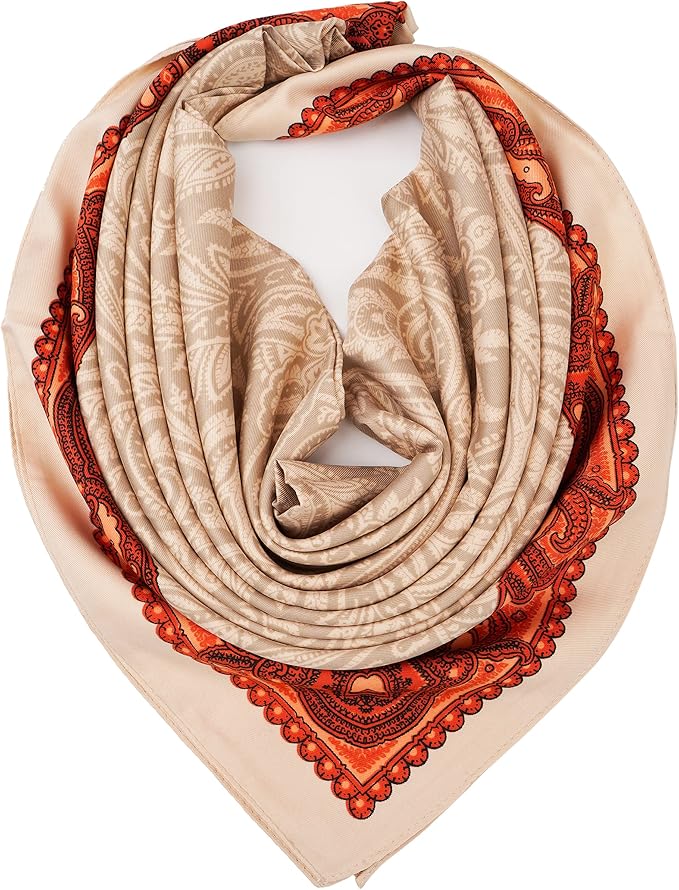 YOUR SMILE Silk Like Scarf Women's Fashion Pattern Large Square Satin Headscarf Headdress