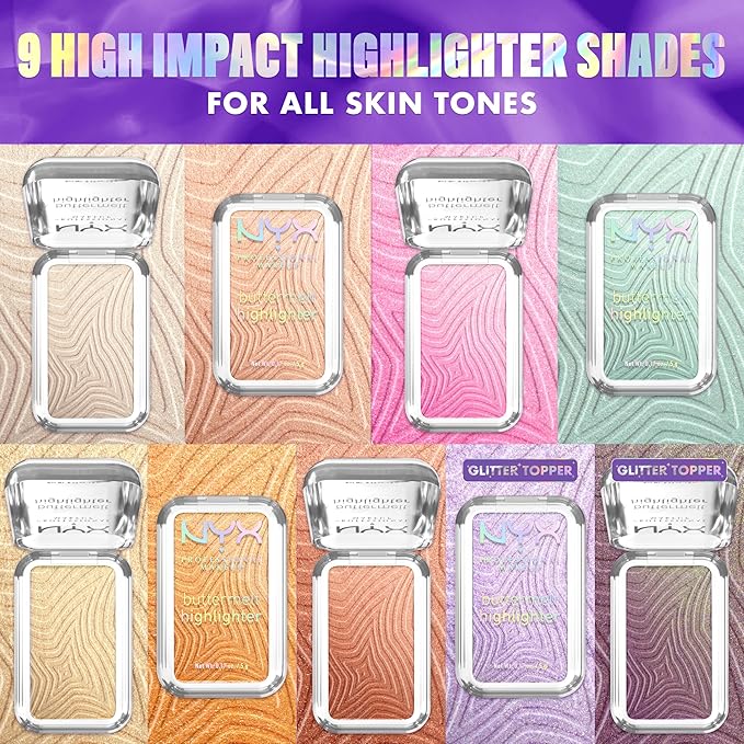 NYX PROFESSIONAL MAKEUP Buttermelt Highlighter, Powder Highlighter Makeup, With Up to 12H Wear and High Impact Glow - 20 Butta Mint (Minty Green)