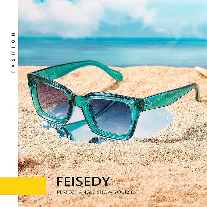 FEISEDY Classic Women Sunglasses Fashion Thick Square Sun Glasses Chunky Frame UV400 B2471