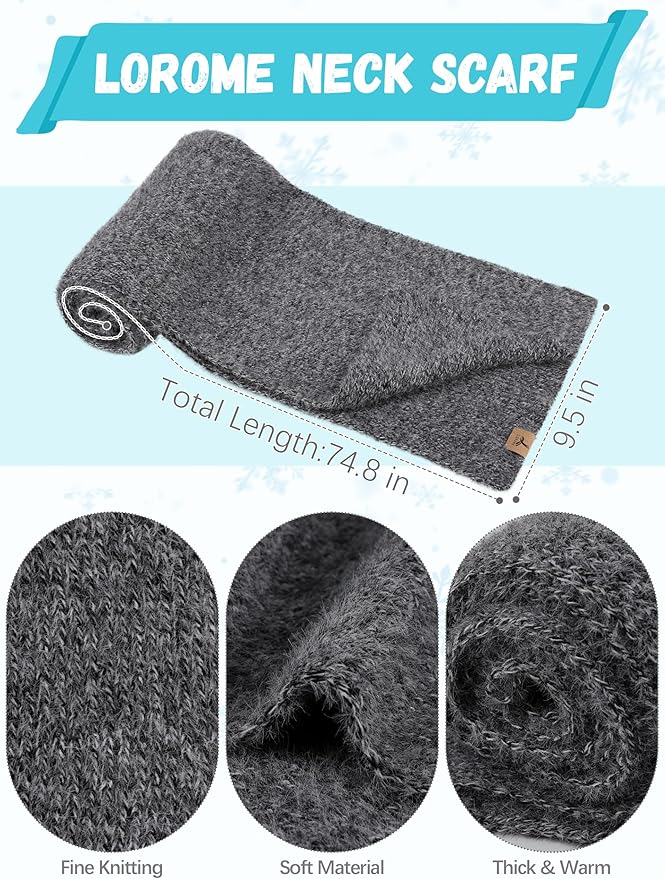 Winter Beanie Hat Scarf Gloves, Warm Fleece Knit Hat Long Scarf Neck Warmer Touch Screen Winter Gloves Set Gifts for Women