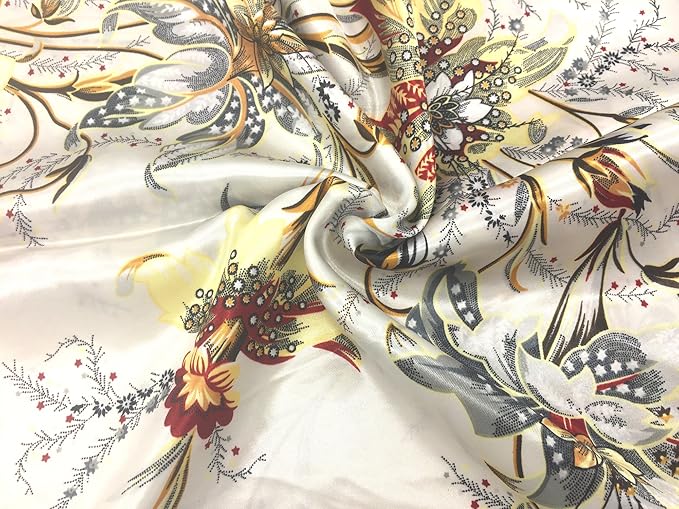 YOUR SMILE Silk Like Scarf Women's Fashion Pattern Large Square Satin Headscarf Headdress