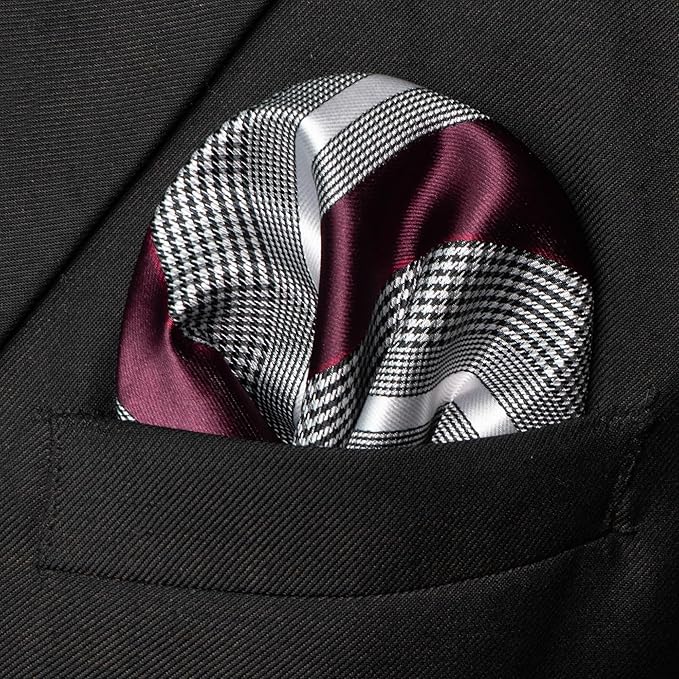 JEMYGINS Mens Striped Tie and Lapel Pin Necktie Pocket Square and Tie Clip Sets for Business Casual 4PCS