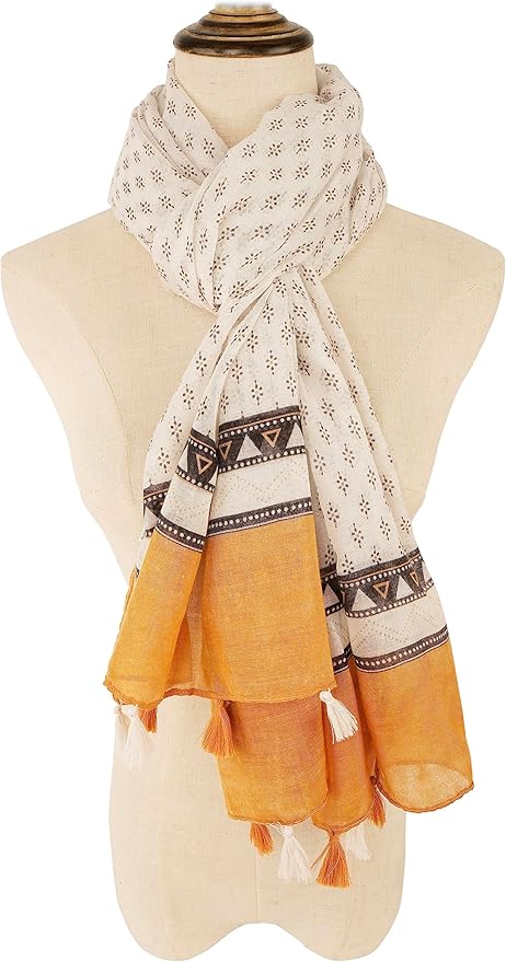 YOUR SMILE Large Boho Scarf for Women Lightweight Floral Printed Scarves Fall Winter Fashion Fringed Shawl wraps