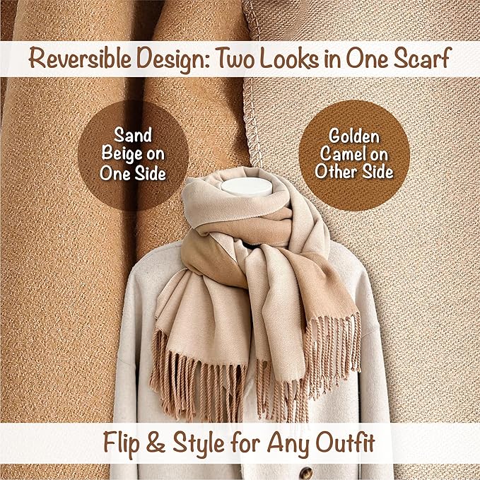 Winter Scarf for Women-Reversible Scarf with Cashmere-Like Softness 70x200cm - Warm Shawl Wrap -Pashmina Shawls Wrap