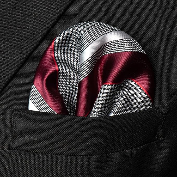 JEMYGINS Mens Striped Tie and Lapel Pin Necktie Pocket Square and Tie Clip Sets for Business Casual 4PCS