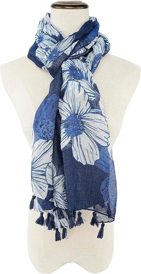 YOUR SMILE Large Boho Scarf for Women Lightweight Floral Printed Scarves Fall Winter Fashion Fringed Shawl wraps
