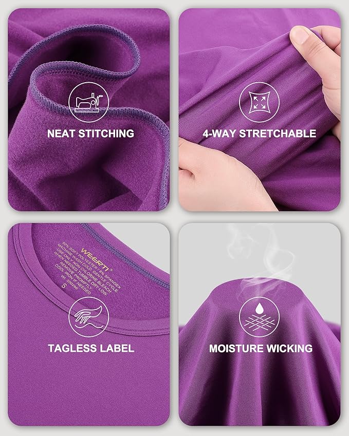 WEERTI Thermal Underwear for Women Long Johns with Fleece Lined Base Layer Women Cold Weather Top Bottom