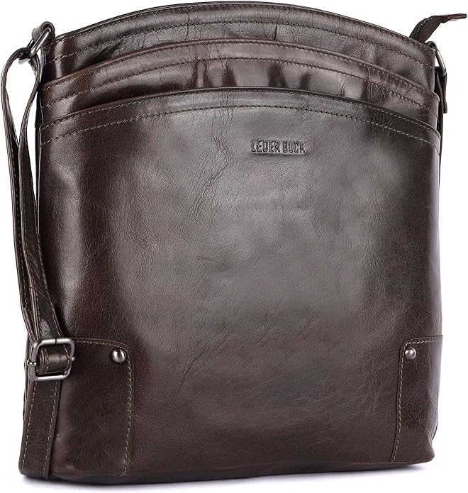 Terry Large Soft Real Leather Womens Crossbody Handbags and Purses-Triple Zip Premium Sling Crossover Shoulder Bag