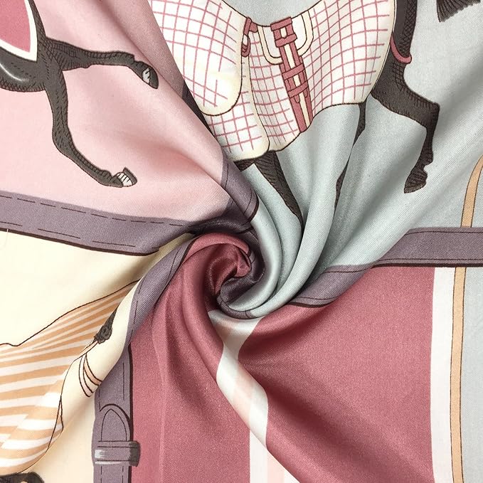 YOUR SMILE Silk Like Scarf Women's Fashion Pattern Large Square Satin Headscarf Headdress