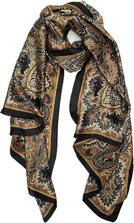 YOUR SMILE Large Mulberry Silk Feeling Long Stain Scarf Lightweight Sunscreen Shawls Wraps for Women