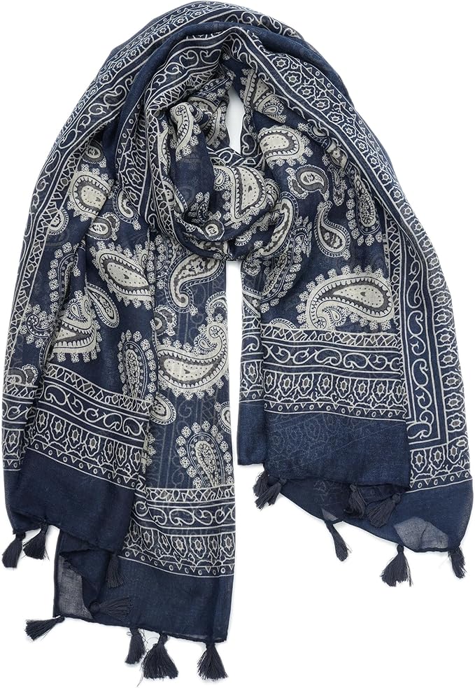 YOUR SMILE Large Boho Scarf for Women Lightweight Floral Printed Scarves Fall Winter Fashion Fringed Shawl wraps