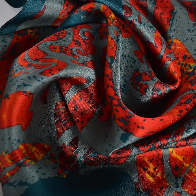 100% Mulberry Silk Scarf for Women Neck Oblong Headscarves Long Floral Print Lightweight Silk Wraps Shawls 67"*20"