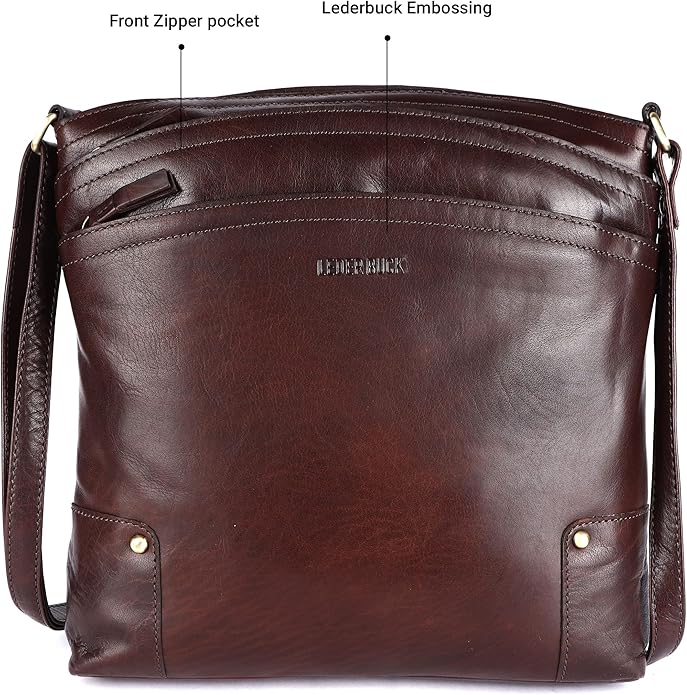 Terry Large Soft Real Leather Womens Crossbody Handbags and Purses-Triple Zip Premium Sling Crossover Shoulder Bag