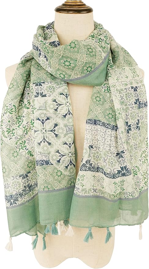 YOUR SMILE Large Boho Scarf for Women Lightweight Floral Printed Scarves Fall Winter Fashion Fringed Shawl wraps