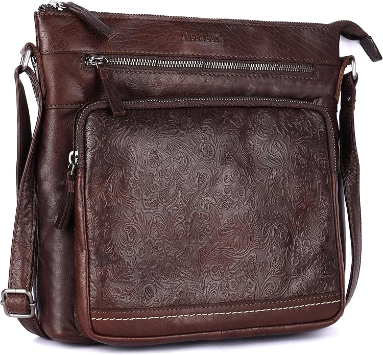 Olga Women's Extra-Large Genuine Leather Crossbody Purse – Soft Triple-Zip Shoulder Bag