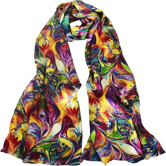 100% Mulberry Silk Scarf for Women Neck Oblong Headscarves Long Floral Print Lightweight Silk Wraps Shawls 67"*20"