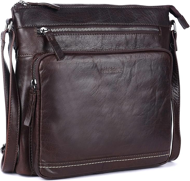 Olga Women's Extra-Large Genuine Leather Crossbody Purse – Soft Triple-Zip Shoulder Bag