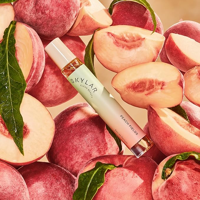 Skylar Peach Fields Eau de Parfum - Hypoallergenic & Clean Perfume for Women & Men, Vegan & Safe for Sensitive Skin - Sweet Perfume with Notes of Mandarin, Grapefruit, Peach - 10mL /0.33 Fl oz
